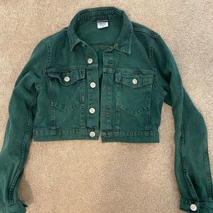 Green BDG Cropped Jean Jacket